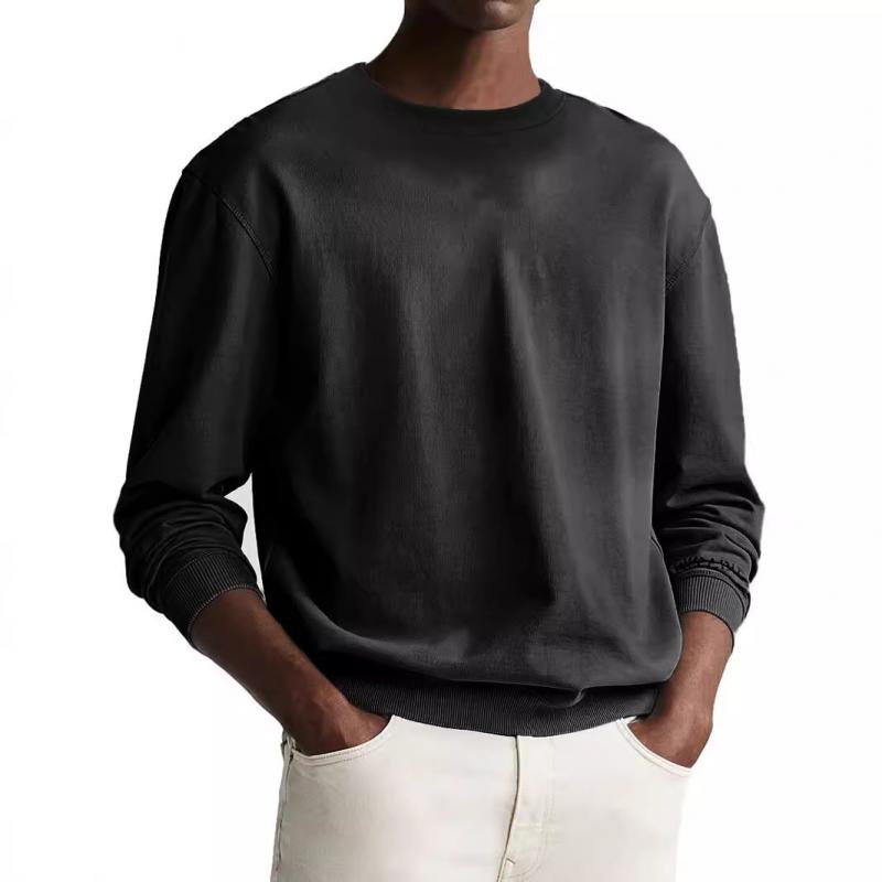 Men's Solid Color Round Neck Long Sleeve Sweatshirt 67619707Y