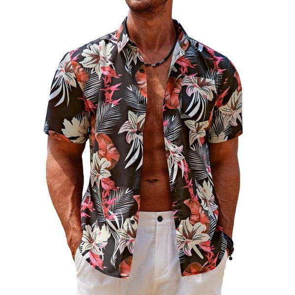 Men's Casual Hawaiian Beach Pocket Print Shirt 32655795TO