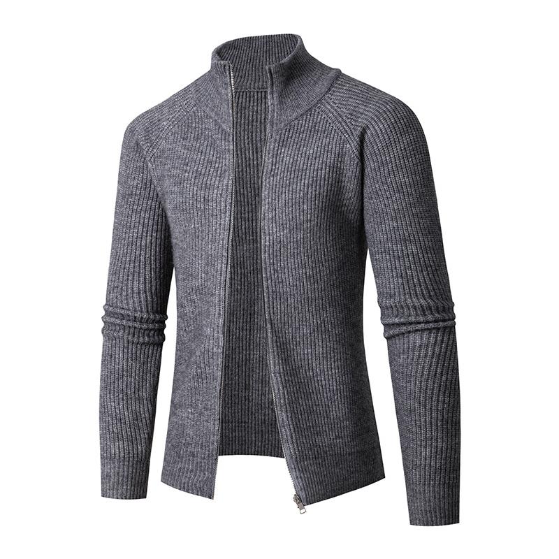 Men's Casual Solid Color Stand Collar Loose Knitted Cardigan 67721300M