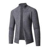 Men's Casual Solid Color Stand Collar Loose Knitted Cardigan 67721300M