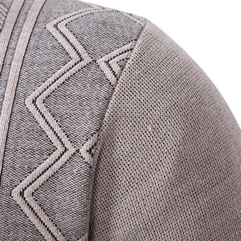 Men's Zipper Stand Collar Casual Knit Cardigan 97979715F