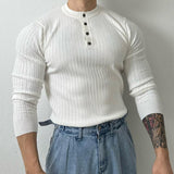 Men's Vintage Casual Solid Henley Sweater 17235787TO