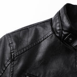 Men's Vintage Stand Collar Zipper Slim Fit Motorcycle Leather Jacket 29536672M