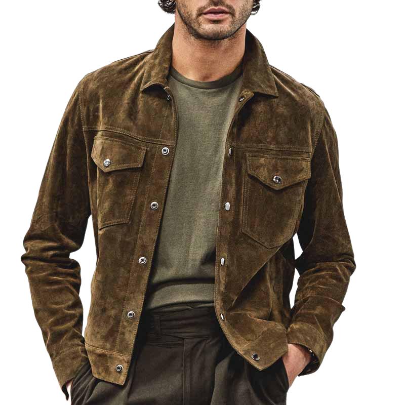 Men's Vintage Suede Button Jacket 71460122U