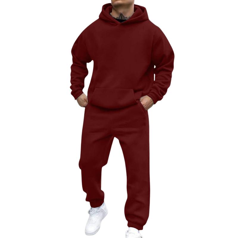 Conjunto de sudadera con capucha y pantalones deportivos de manga larga de polar holgados e informales para hombre 27431382M