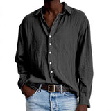 Men's Solid Color Loose Lapel Long Sleeve Casual Shirt 62504389Z