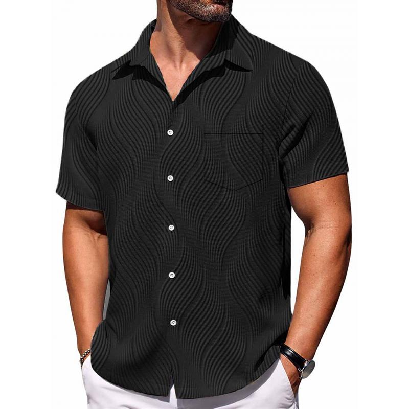 Camisa casual casual de manga corta y botonadura sencilla con solapa lisa para hombre 72288474Z