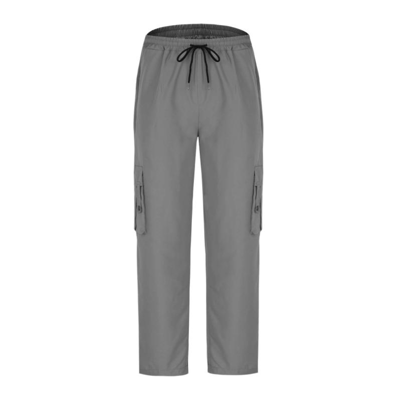 Pantalones de trabajo casuales, holgados, con múltiples bolsillos y cordón y cintura elástica para hombre 41029937M