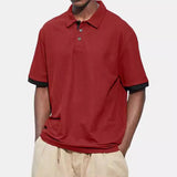 Men's Colorblock Lapel Short Sleeve Casual Polo Shirt 30531584Z