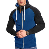Men' Colorblock Hooded Raglan Sleeve Zipper Sports Casual Jacket 37580490Z