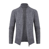 Men's Casual Solid Color Stand Collar Loose Knitted Cardigan 67721300M