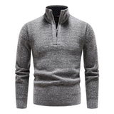 Men's Solid Color Zip High Collar Knit Casual Sweater 91245047Z