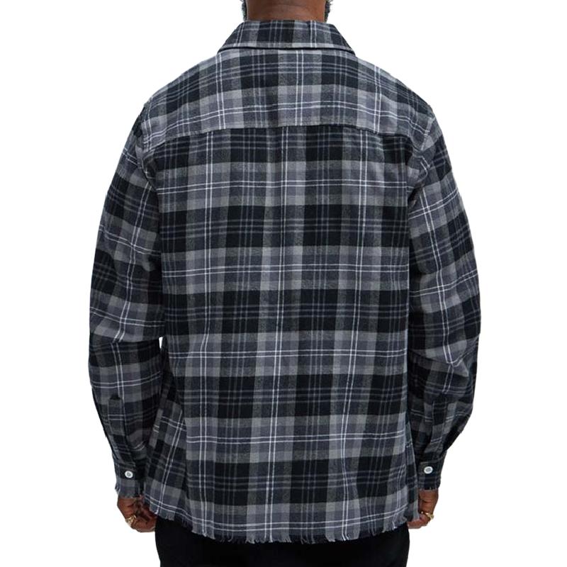 Men's Classic Plaid Patchwork Long Sleeve Shirt 12349567F