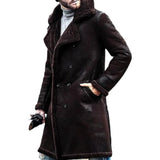 Men's Suede Stitching Plush Mid-Length Coat 65160942Y