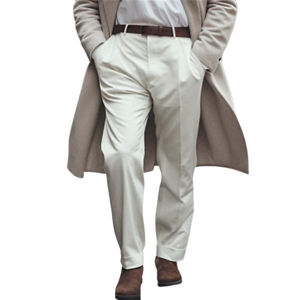 Men's Solid Color Pocket Business Casual Suit Pants 90200634Y