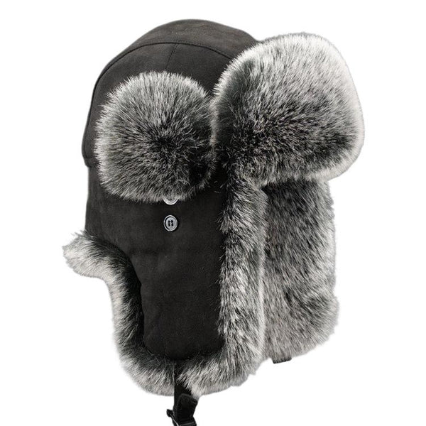 Men's Suede Thick Warm Earmuffs Hat 05828693U