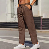 Men's Solid Color Cotton And Linen Loose Straight Casual Pants 09532429Z