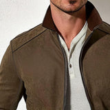 Men's Vintage Casual Paneled Suede Zipper Jacket 92313236TO