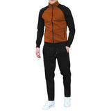 Men's Casual Fashion Contrast Color Stand Collar Jacket Casual Pants Set 76492606K