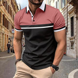 Men's Casual Color Block Short Sleeve Polo Shirt 82419497Y