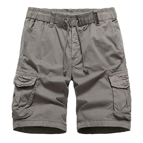 Men's Solid Color Multi-pocket Elastic Waist Cargo Shorts 92255351Z