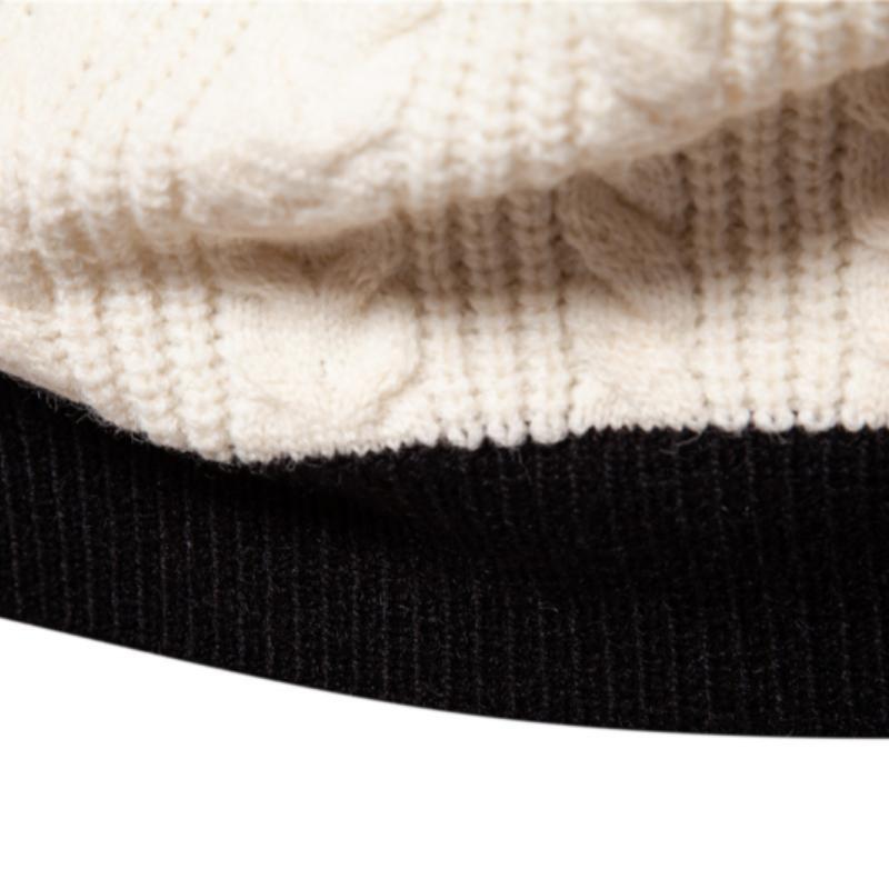 Men's Vintage Colorblock Jacquard Crew Neck Knitted Pullover Sweater 58865522M
