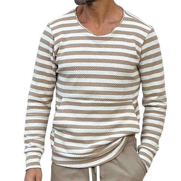 Men's Striped Round Neck Long Sleeve T-shirt 39282115Z