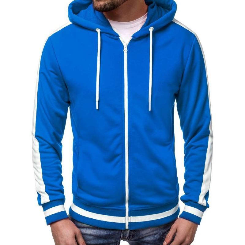 Men's Retro Casual Colorblock Zipper Drawstring Hoodie 09658298TO