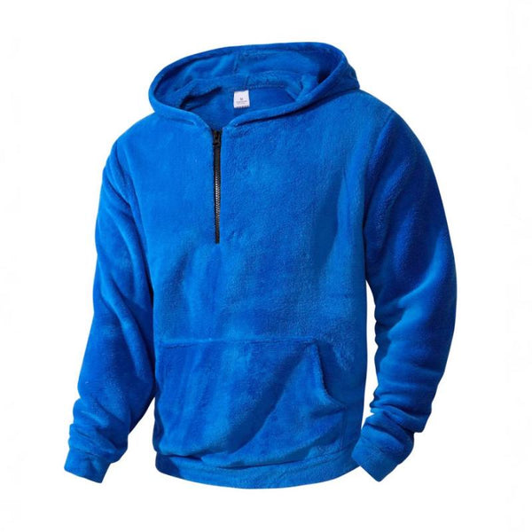 Men's Casual Solid Color Coral Fleece Loose Pullover Hoodie 82668376M