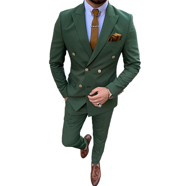 Men's Notch Lapel Double Breasted Slim 2 Piece Suit Set 02280526Z