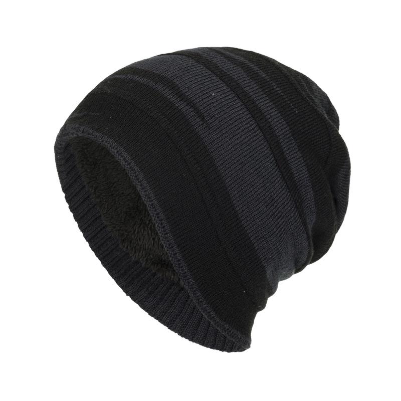 Men's Retro Colorblock Jacquard Plush Lining Warm Knitted Hat 15668282Y