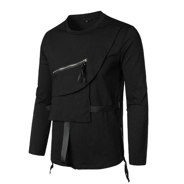 Men's Casual Round Neck Loose Functional Tactical Long Sleeve Sweatshirt 97982386M