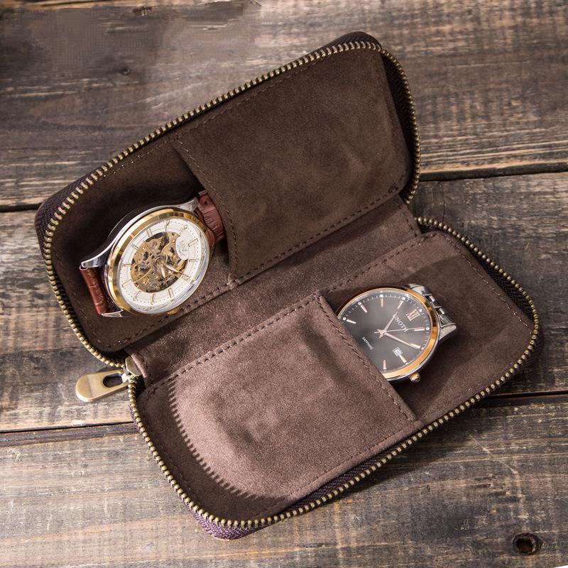 Borsa porta orologi da uomo vintage in pelle di mucca fatta a mano 47182540K