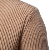 Men's Casual Solid Color Turtleneck Zipper Slim Fit Knit Cardigan 00296441M