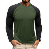 Men's Casual Round Neck Colorblocked Raglan Long Sleeve Slim Fit T-shirt 13360949M