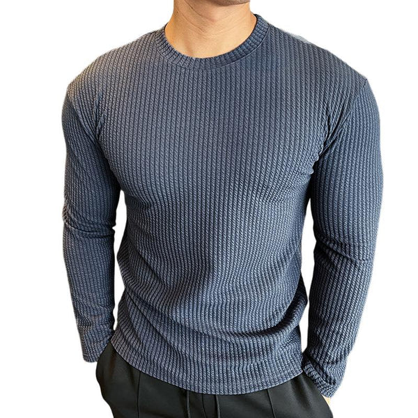 Men's Casual Simple Pullover Knitted Bottoming Shirt　44440745F