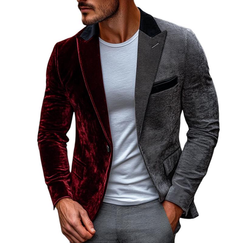 Men's Retro Casual Splicing Single Breasted Blazer 00345817TO