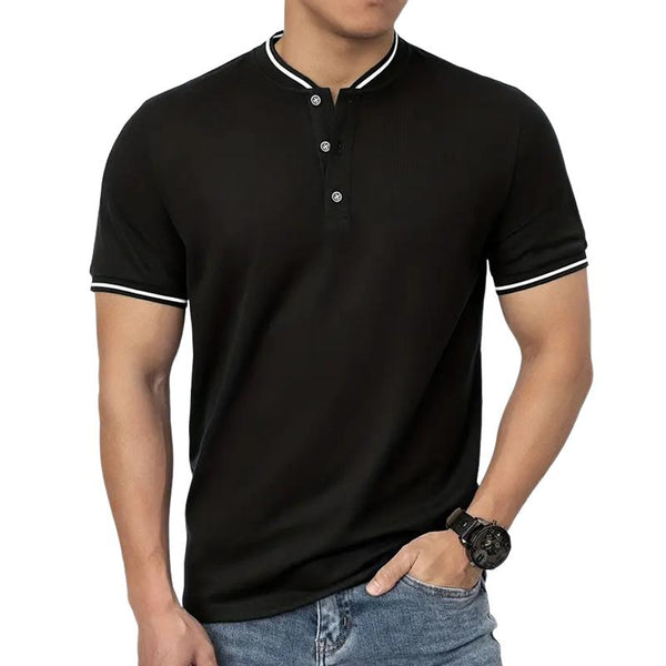 Men's Colorblock Henley Collar Short Sleeve T-shirt 91669330Z