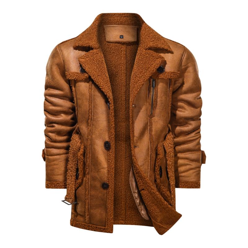 Men's Retro Casual Mid-Length Lapel Fur Jacket 27815853F