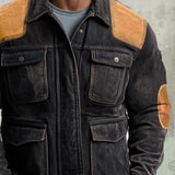 Men's Suede Patchwork Multi-Pocket Jacket 22488498Y