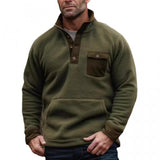 Men's Casual Stand Collar Polar Fleece Kangaroo Pocket Long Sleeve Sweatshirt 03464248M