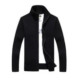 Men's Casual Stand Collar Zipper Slim Fit Knit Cardigan 87999873M