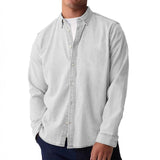 Men's Solid Color Lapel Long Sleeve Casual Shirt 94827867Z