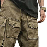 Men's Classic Casual Loose Elastic Waist Multi-Pocket Overalls 88279165K