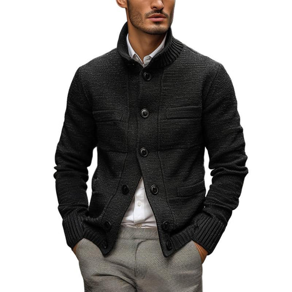 Men's Casual Stand Collar Single Breasted Slim Fit Knitted Cardigan 16363870M