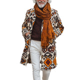 Men's Retro Colorful Ethnic Pattern Printed Woolen Mid-Length Coat 14671042Y