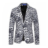 Men's Fashion Leopard Print Single-Breasted Slim Fit Blazer 42140098M