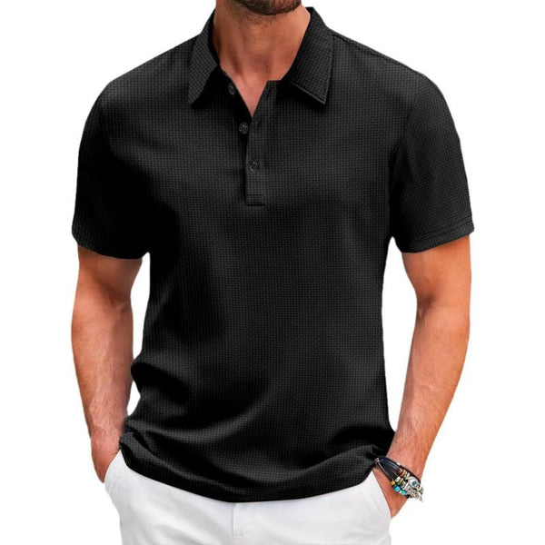 Men's Solid Color Breathable Mesh Fabric Short-Sleeved Polo Shirt 76877869Y