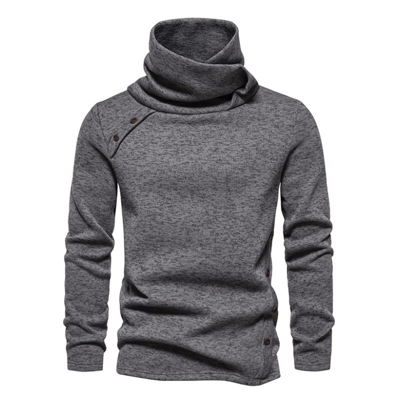 Men's Casual Pile Collar Knitted Sweatshirt 98555378F