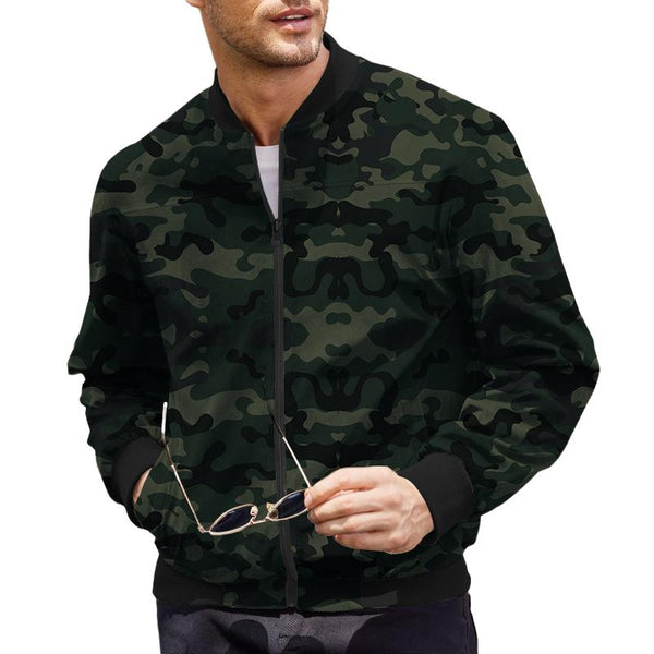 Men's Camouflage Stand Collar Long Sleeve Zipper Jacket 22270815Z